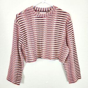 Urban Outfitters | Striped Cropped Long Sleeve Top Multicolor Medium